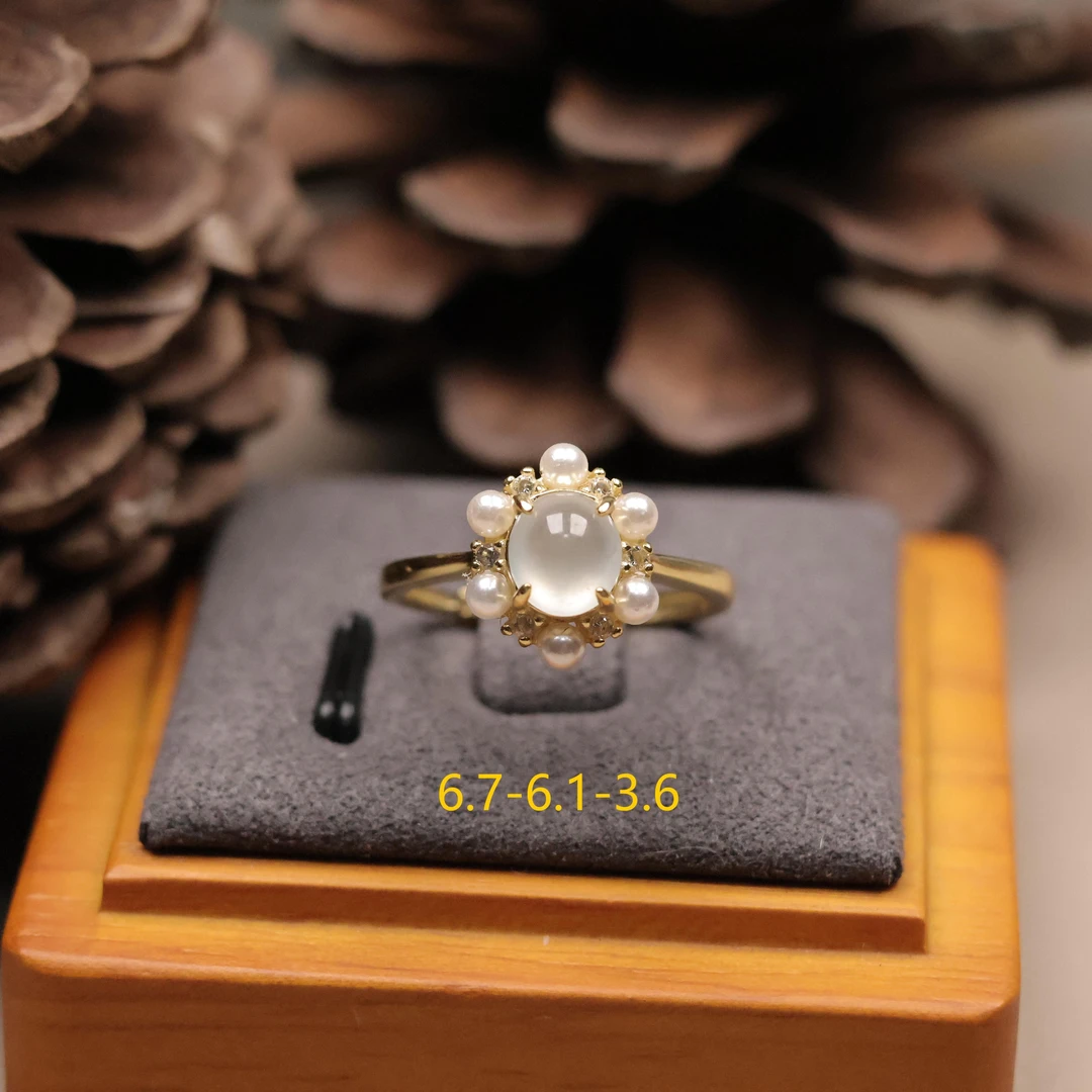 缅甸天然A货翡翠简约时尚S925镶嵌银戒可调节