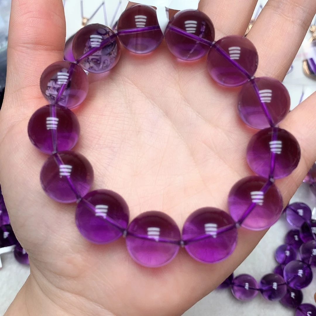 @***夕未镶嵌珠宝半成品紫晶L巴西全净体手串16mm