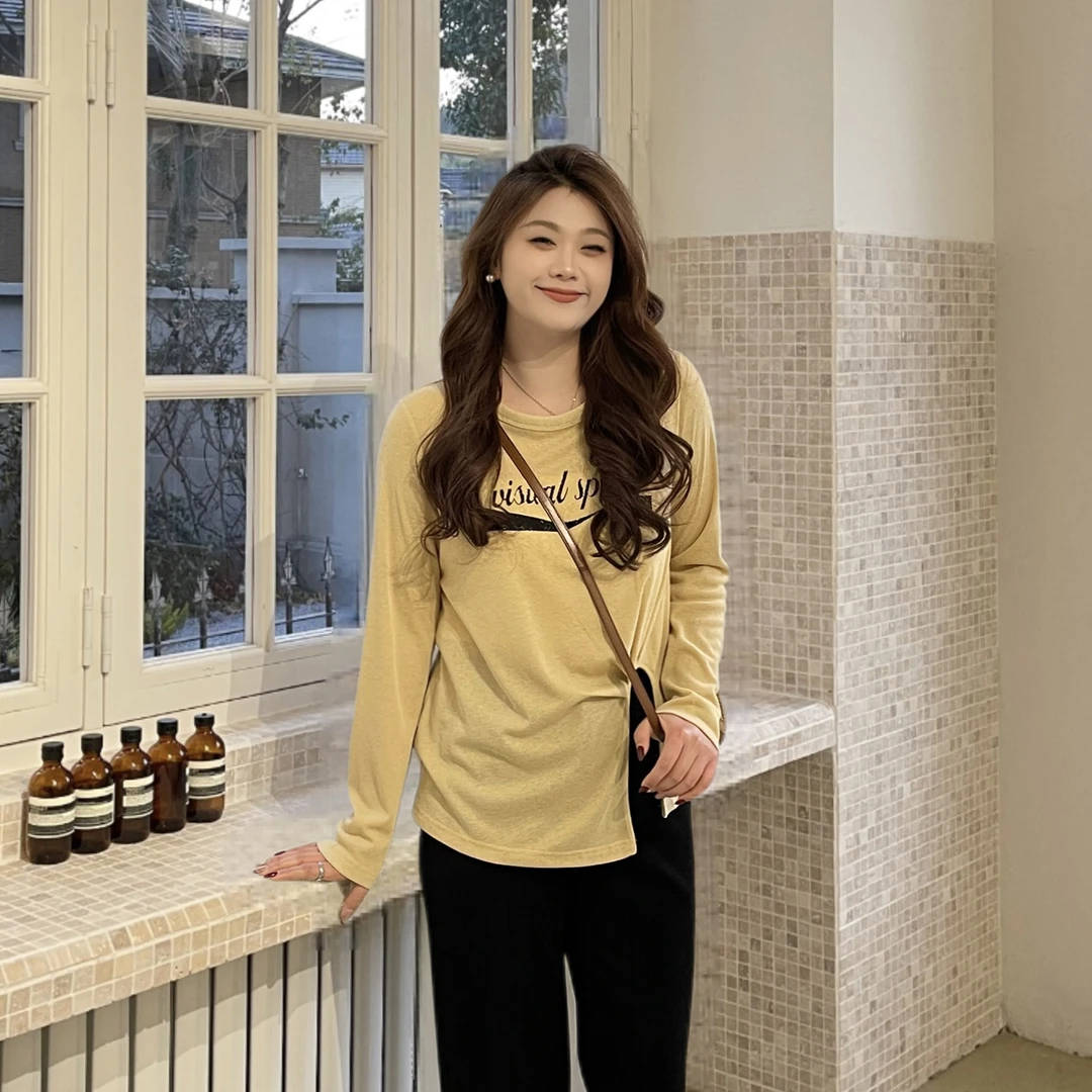 QC宣宣【黄昏海岸线】微胖大码女春百搭韩版设计感上衣 ZY503F17
