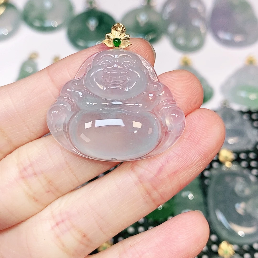 吊坠(不含链)18K金镶嵌翡翠