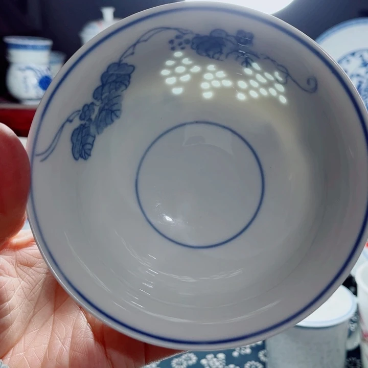 青花玲珑5寸饭碗葡萄