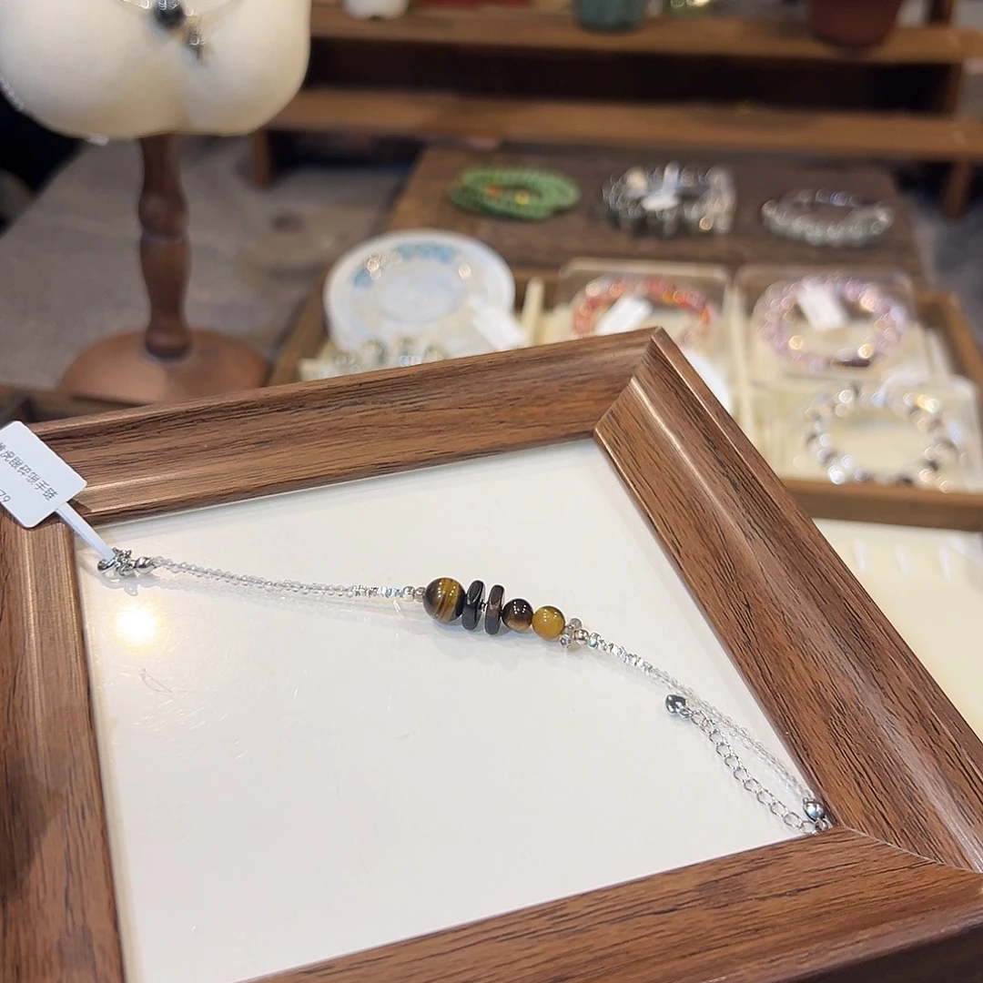 *****银S925镶嵌手链烟晶