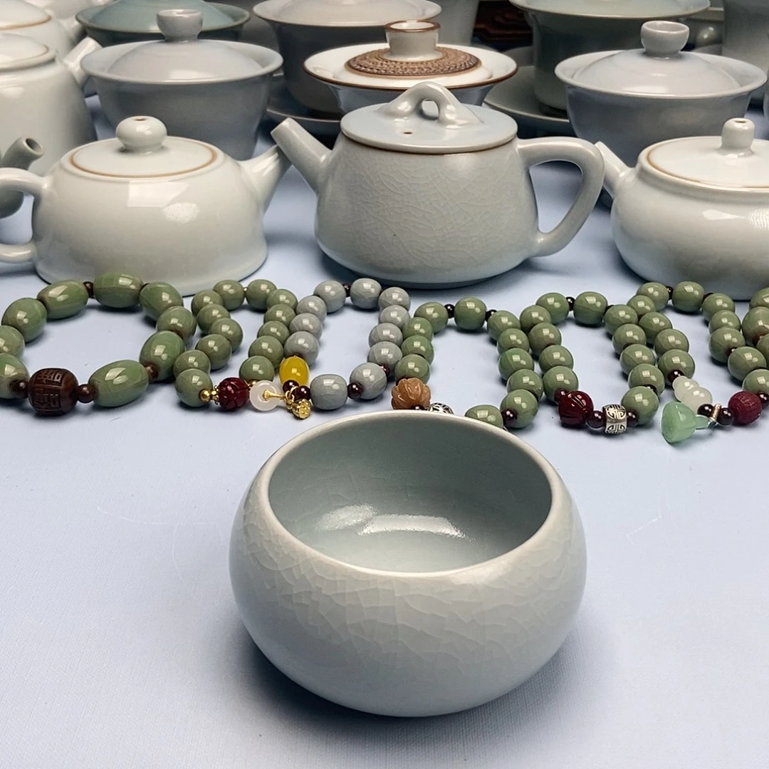 杯仿古月白禅定杯原矿原釉原产地