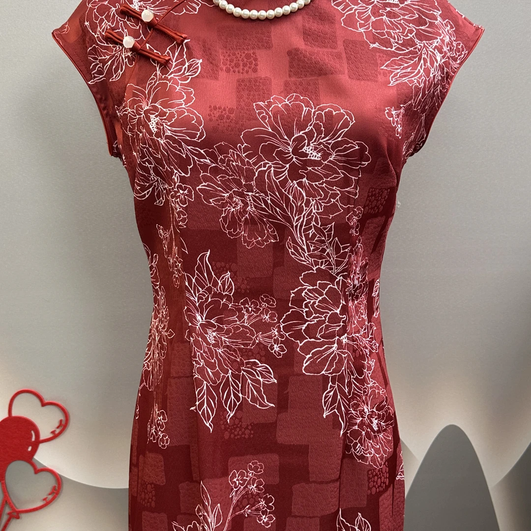 9883-复古新中式夏季修身显瘦日常女士旗袍连衣裙旗袍