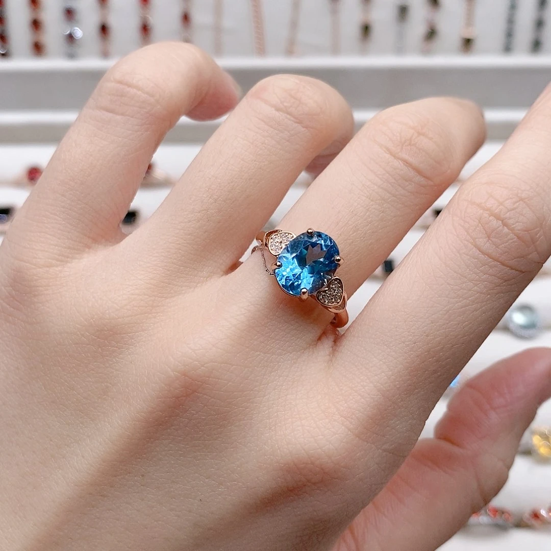 托帕石戒指银S925镶嵌开口