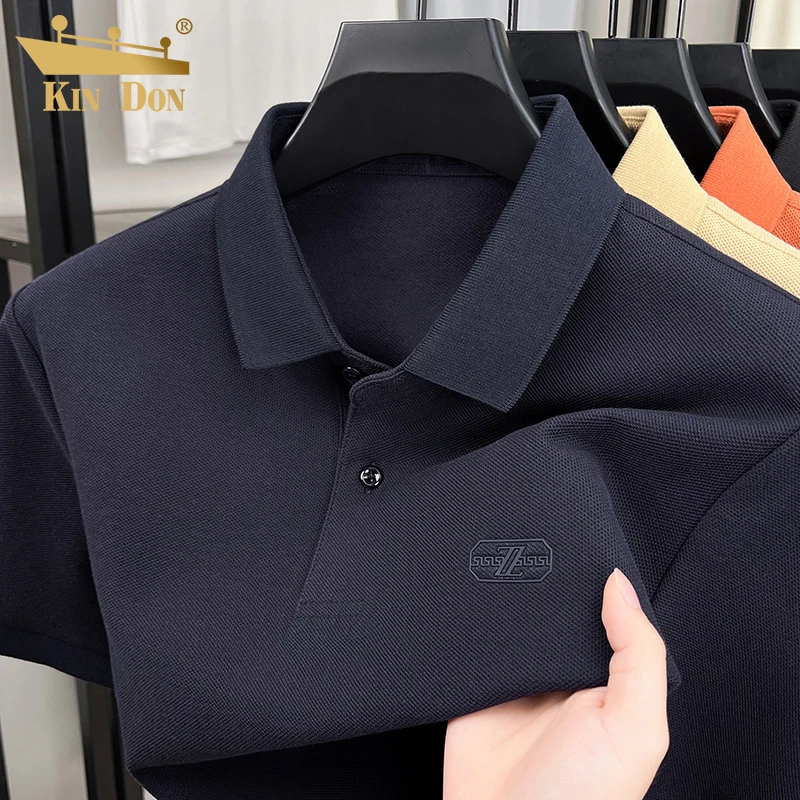 金盾男士纯棉翻领短袖POLO衫纯色商务休闲透气舒适夏季百搭上衣潮