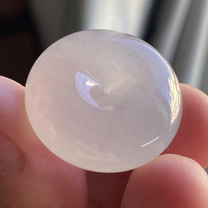 冰种翡翠平安扣种老起胶厚庄肥扣卡10，26-10.3mm