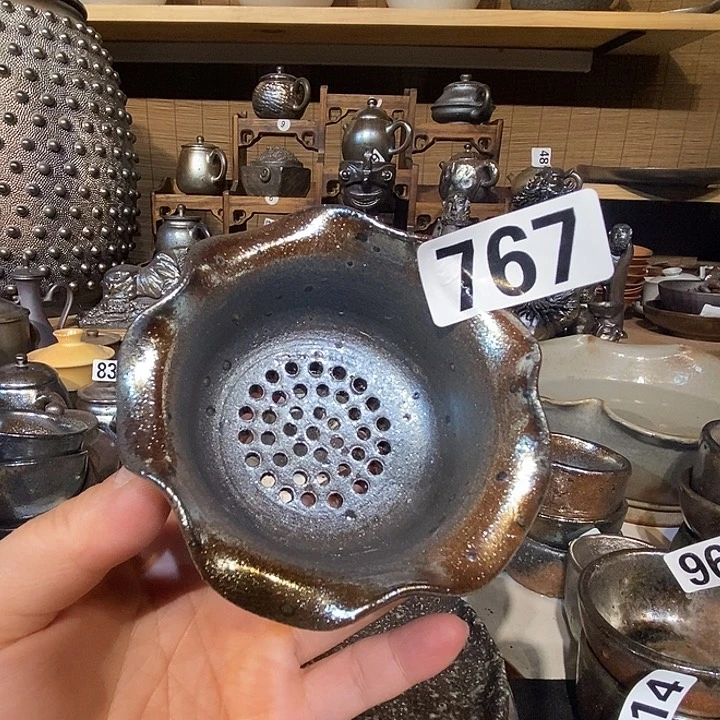 高温柴烧陶泥茶漏