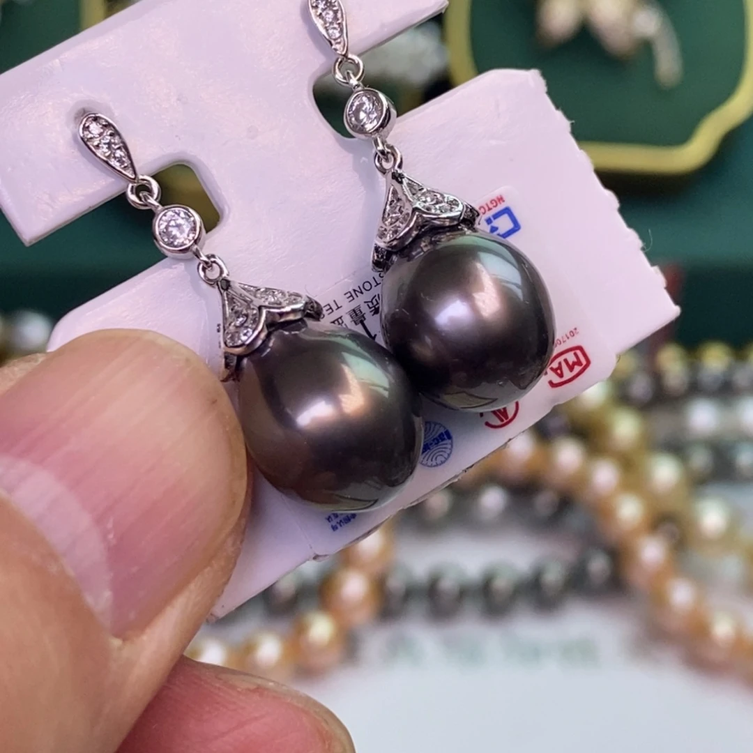 银S925镶嵌耳饰海水珍珠