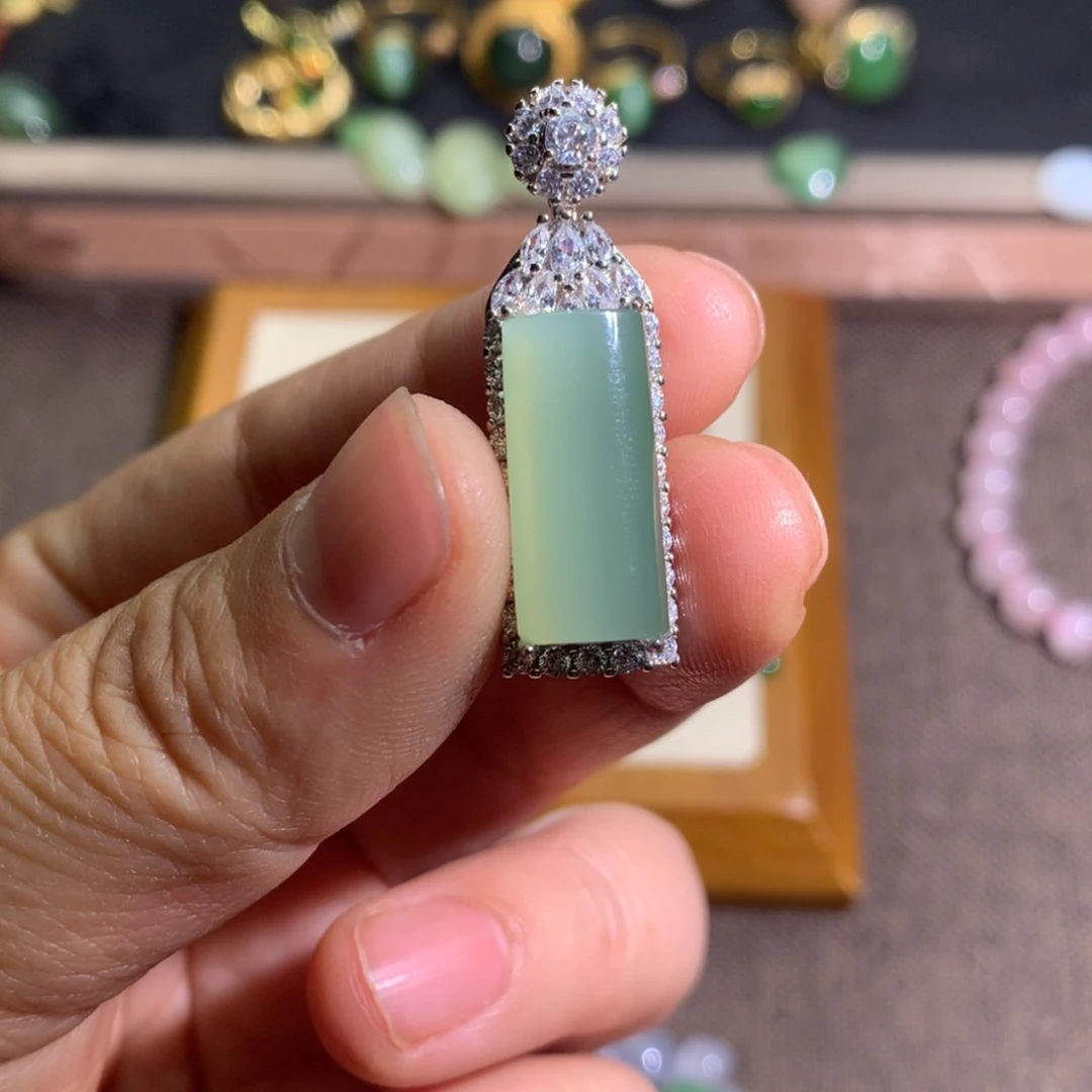 【闪购商品】银S925镶嵌和田玉珠宝半成品