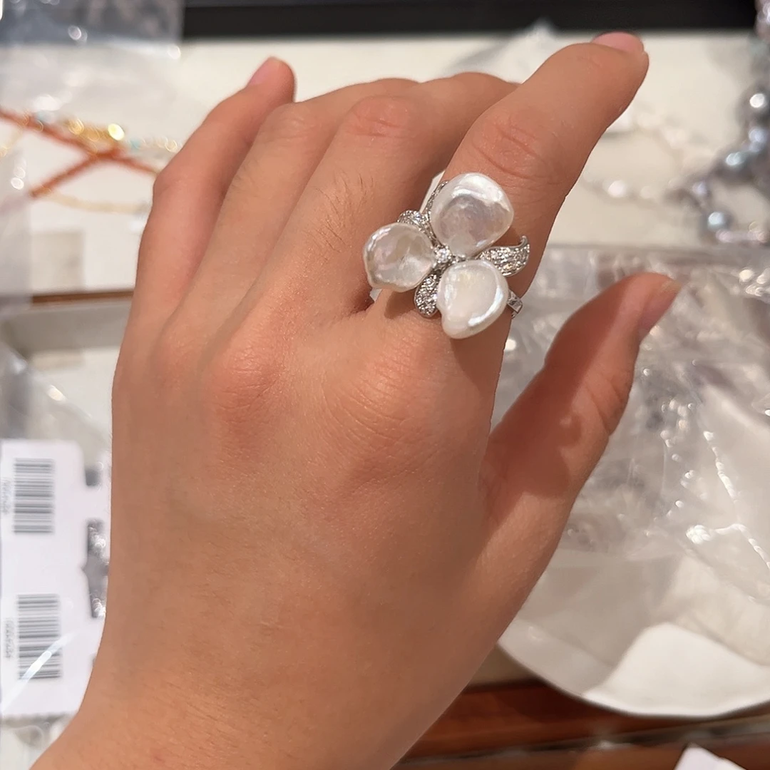 合金淡水珍珠耳饰