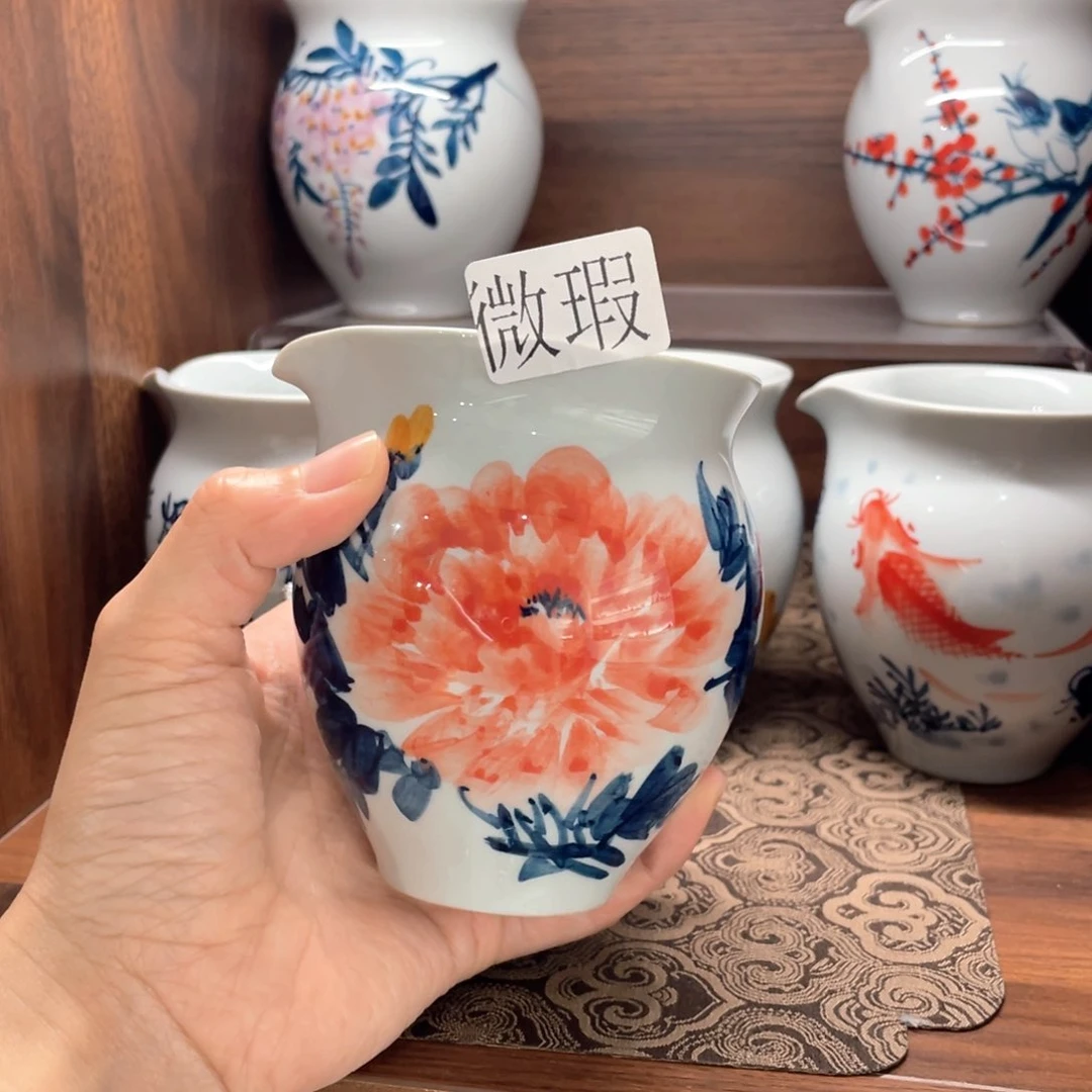 釉下彩纯手绘有瑕