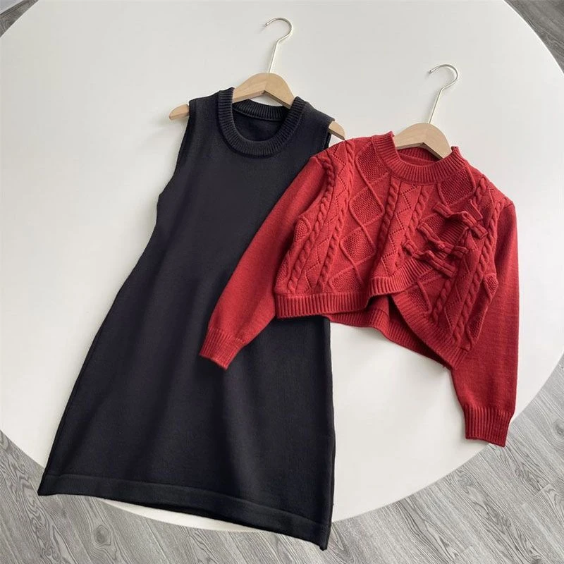 女童秋冬套装2025新款洋气时尚韩版休闲儿童中大童针织保暖两件套