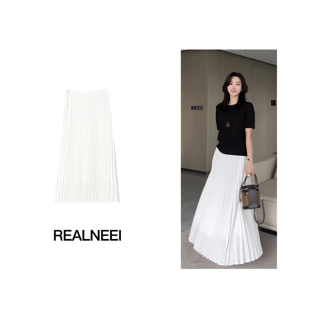 百褶半裙丨极简纯色层次感褶皱A字显瘦飘逸半身裙22656