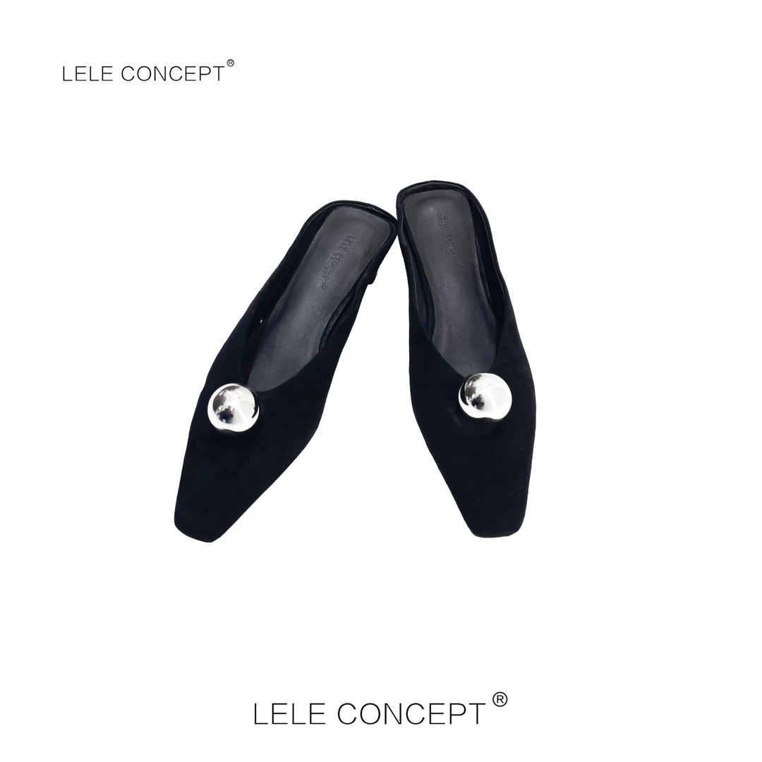 LELE CONCEPT丨时尚街头银色大珠鞋拖X0205
