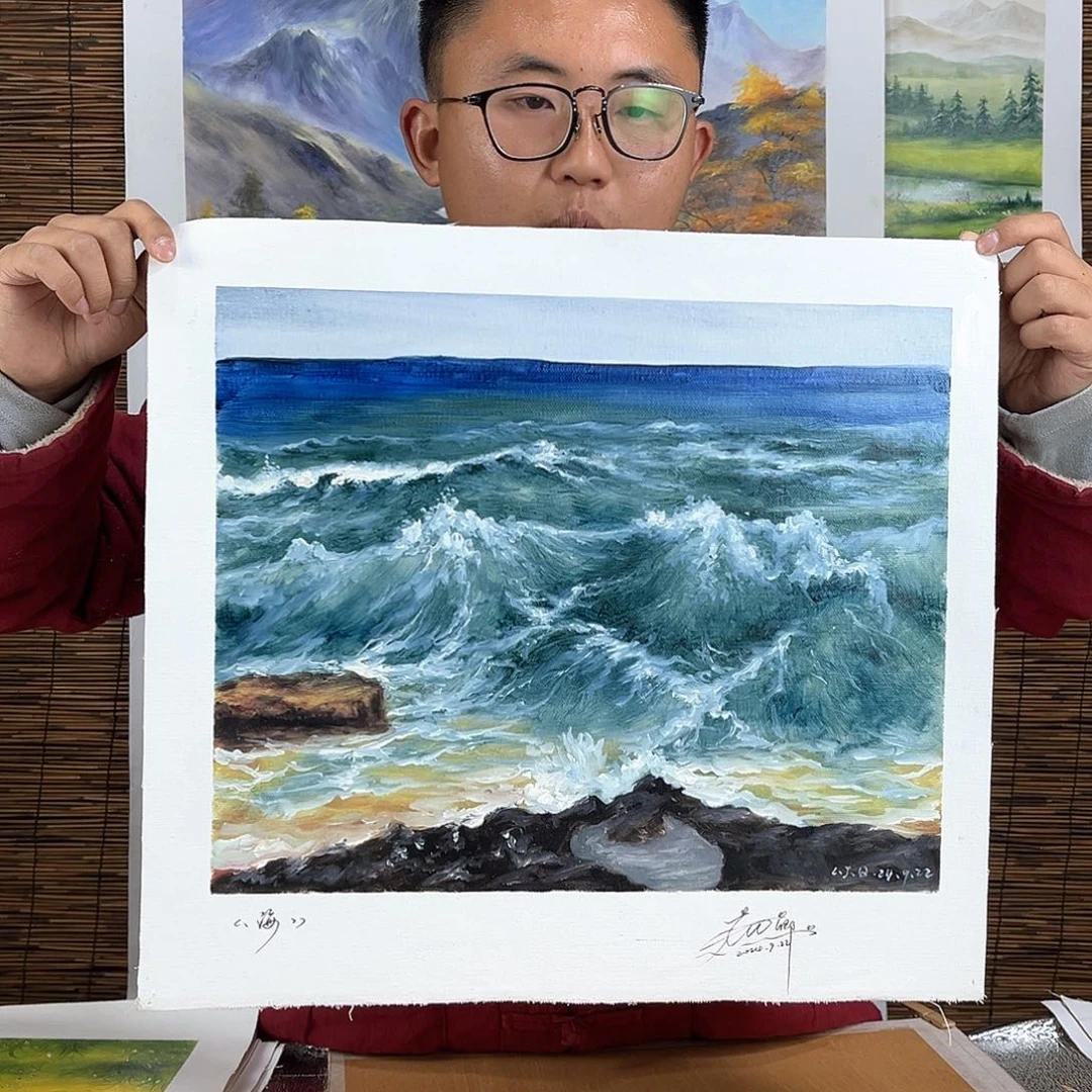 油画行路人小院绘画作品竞拍成功了