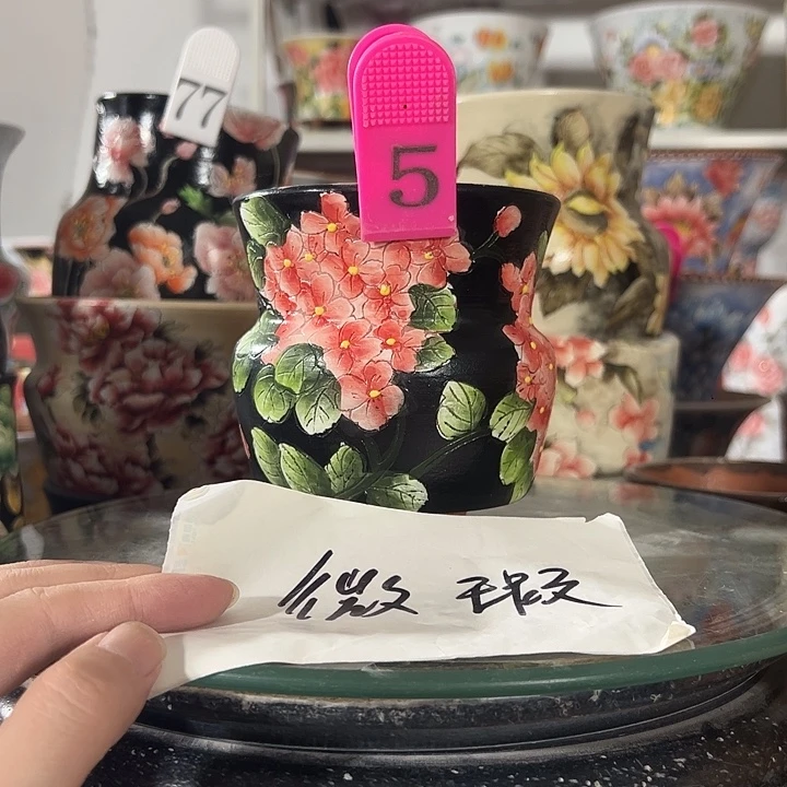 景德镇幸运花盆手绘韩式花盆