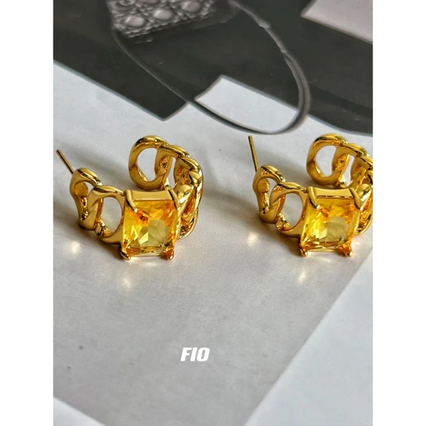 铜合金石英石耳饰 高级耳饰 镀金防敏 E021