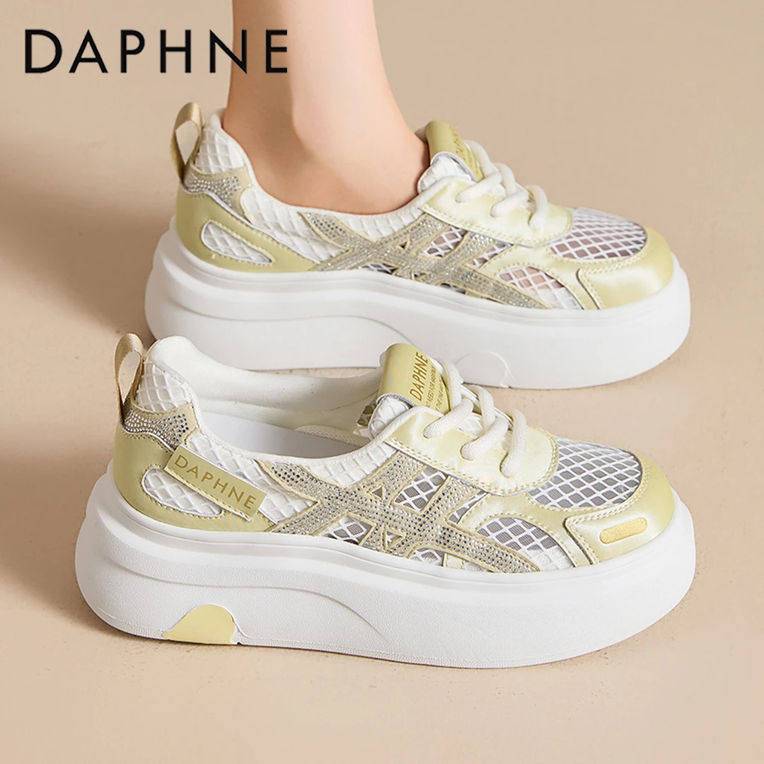 达芙妮官方正品女鞋2025夏季新款5.5CM增高厚底薄款时尚休闲板鞋