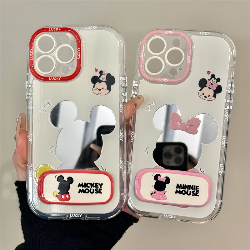 镜面米奇米妮泡芙壳适用苹果16手机壳新款华为vivo个性小米OPPO