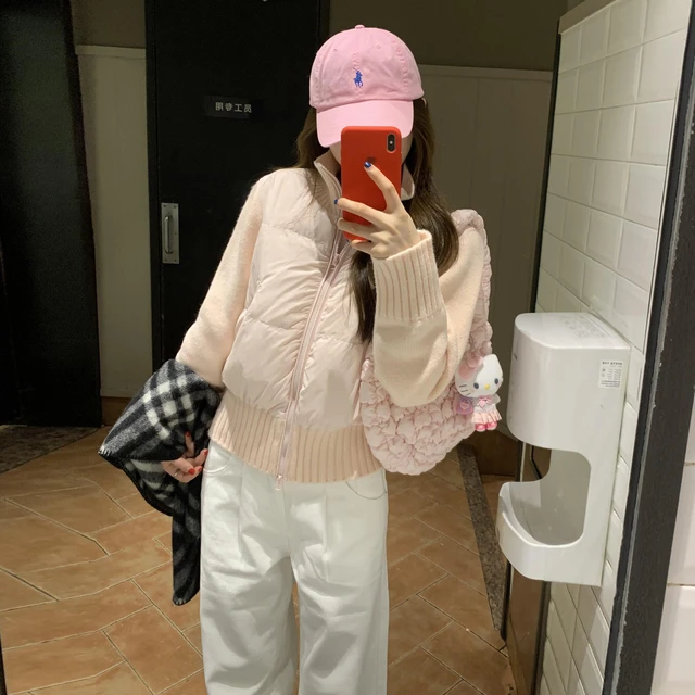 针织超好看棉服女2025冬季新款拼接小个子厚外套棉衣学生韩系棉袄