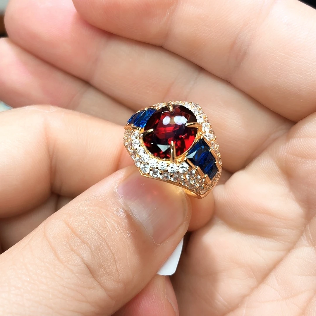 银S925镶嵌石榴石戒指