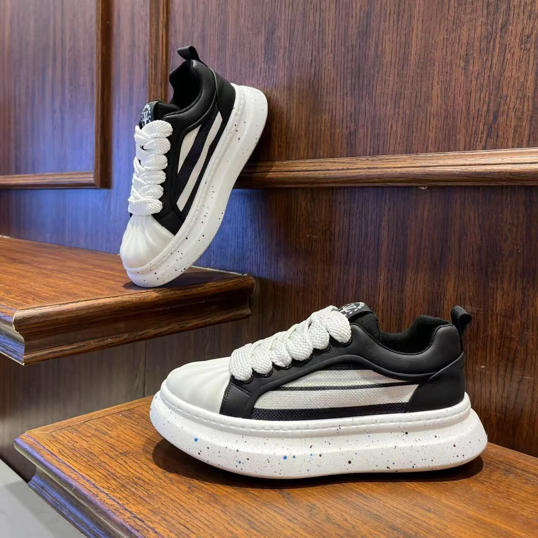 男鞋2025春季新款潮流时尚拼色厚底休闲鞋增高软底舒适低帮潮男鞋