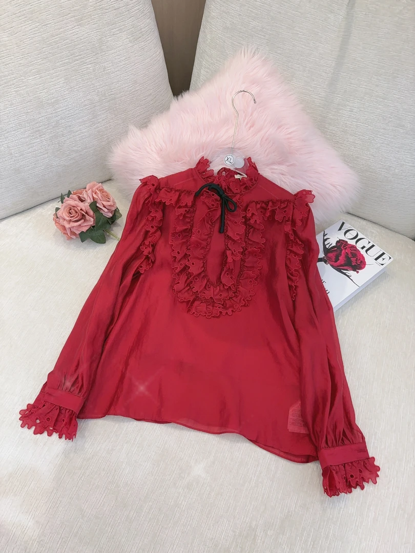 DC【如丹歌舞】长袖网红显瘦时尚气质领结百搭衬衫上衣