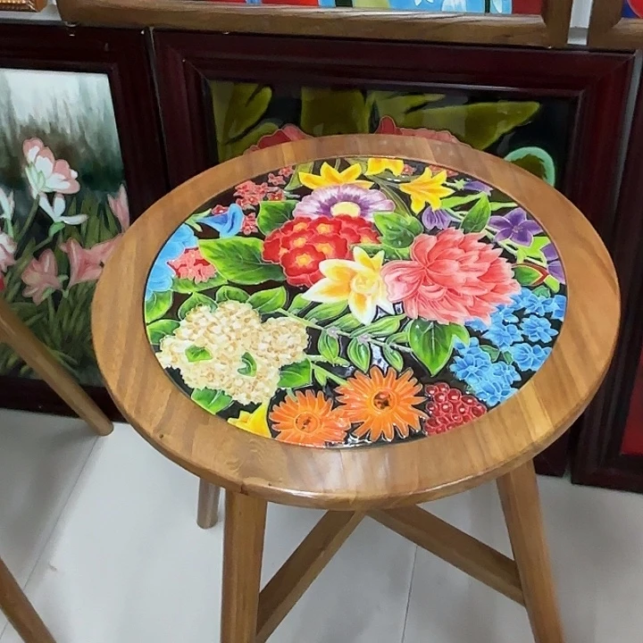 瓷板画老榆木瓷板画桌子