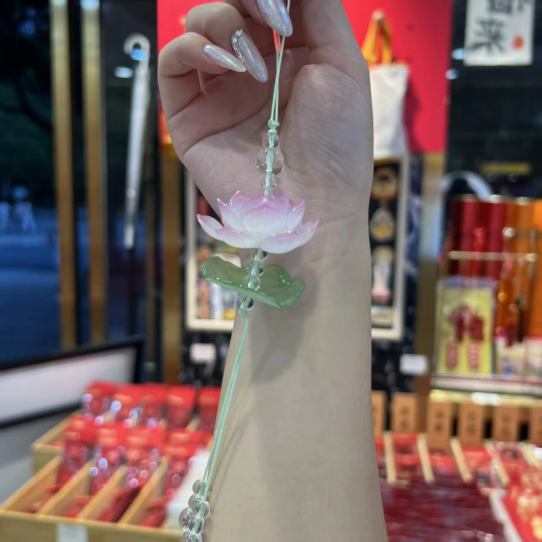 普陀山-荷气生财古风摇珠荷花挂件