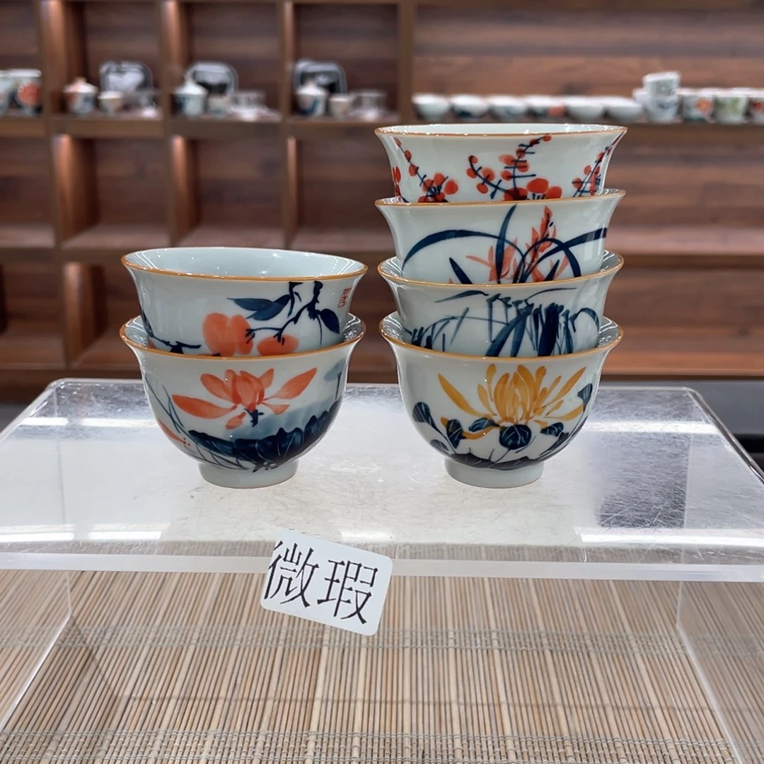 釉下手绘茶具微瑕