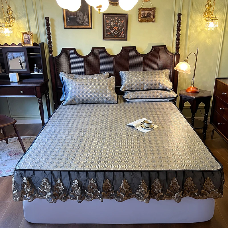 床笠款冰藤加厚无毛刺可裸睡夏季床罩天然藤席可折叠席子老少皆宜