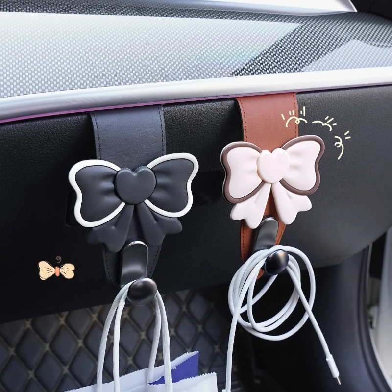 车载挂钩蝴蝶结车用前排副驾驶贴钩汽车多功能车内座位手套箱挂钩