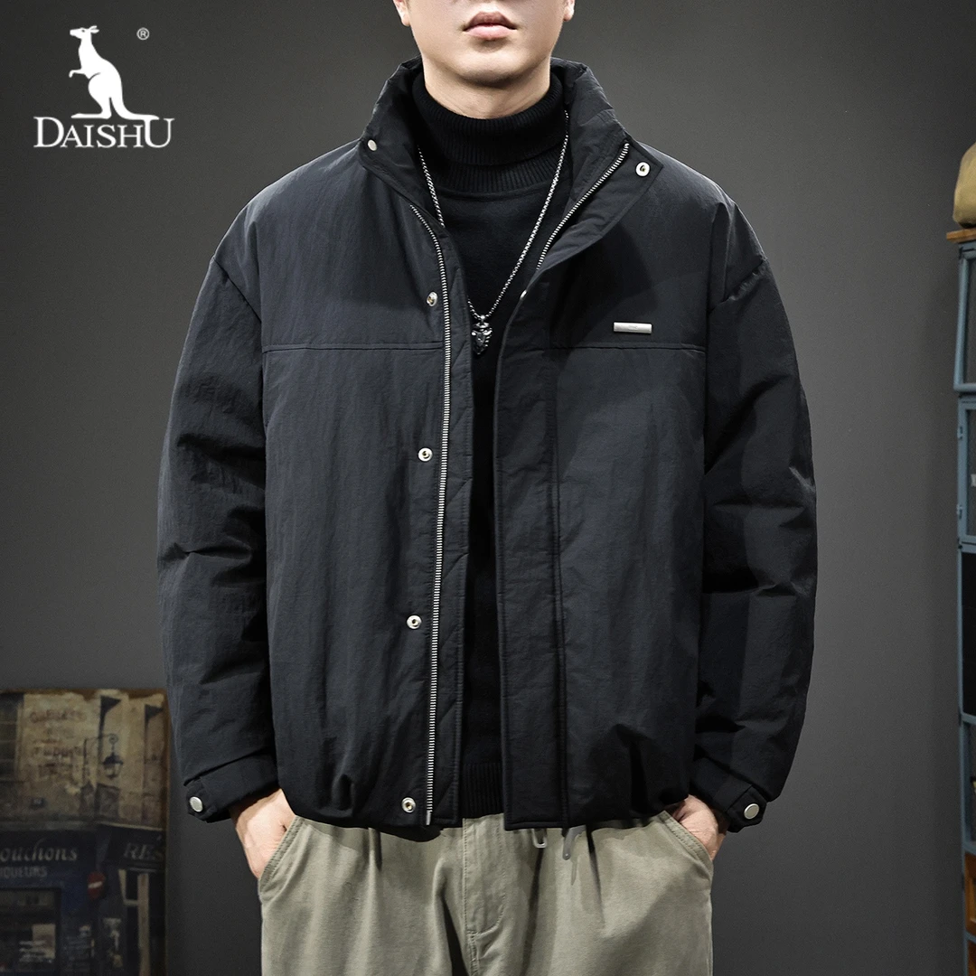 Dai Shu/袋鼠冬季保暖立领羽绒服男款高档白鸭绒男士加厚防风外套