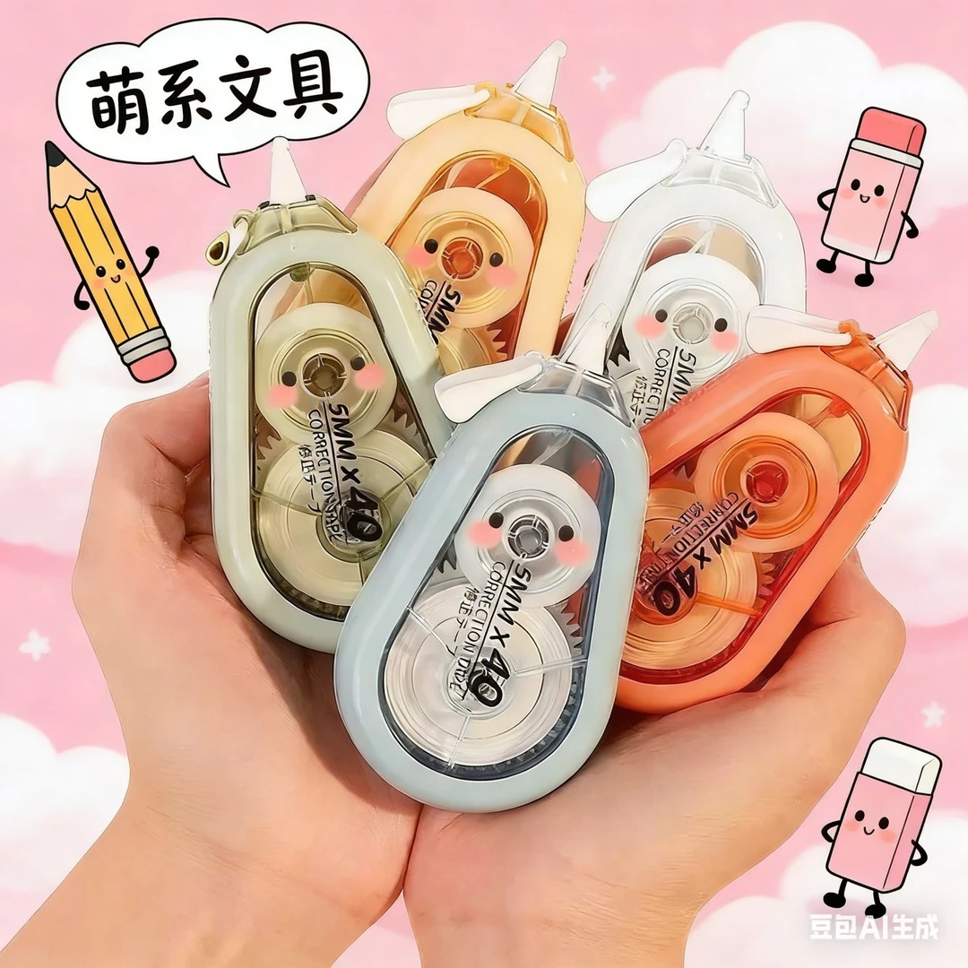 新款隐形修正带ins风无声静音防摔修改带米黄色带芯修改无痕顺滑