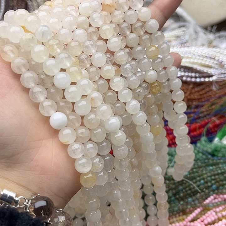 玛瑙/玉髓未镶嵌珠宝半成品2条8mm左右黄胶花