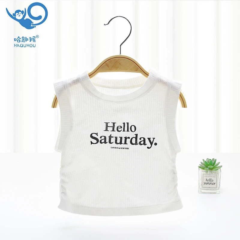 【无袖背心   哈趣猴】背心字母无袖网眼透气半背宝宝上衣夏装夏季