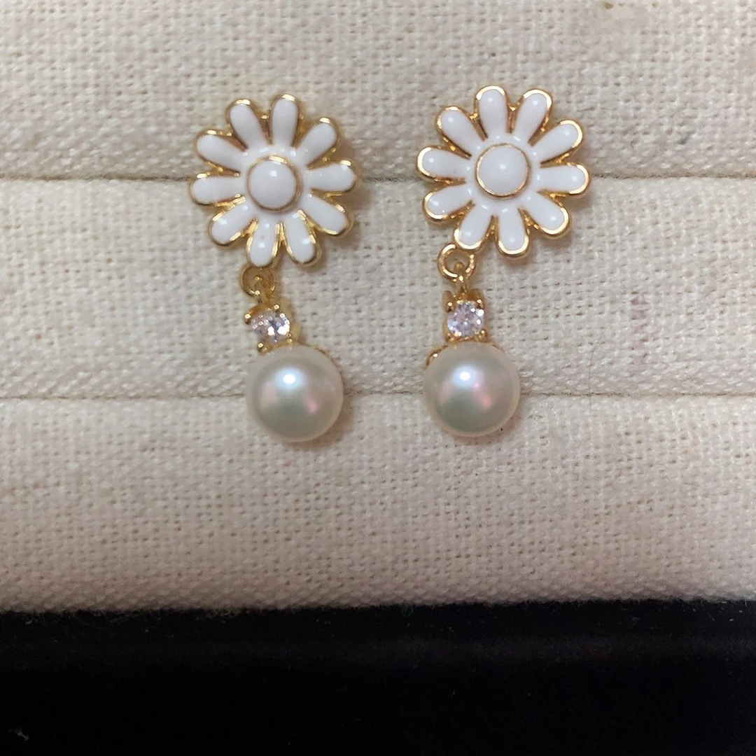 淡水珍珠耳饰合金