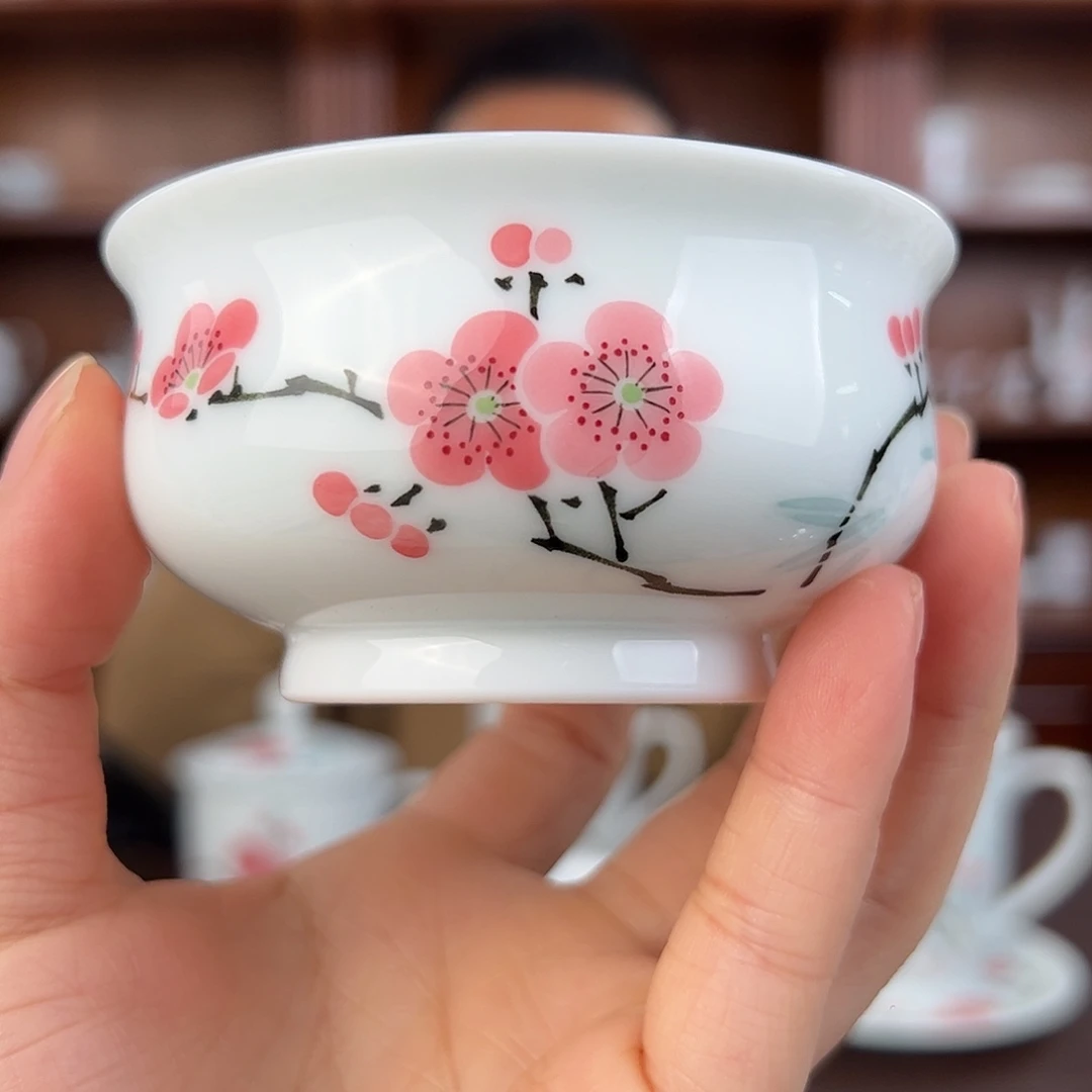 瓷玉泥翠竹红梅炉式杯