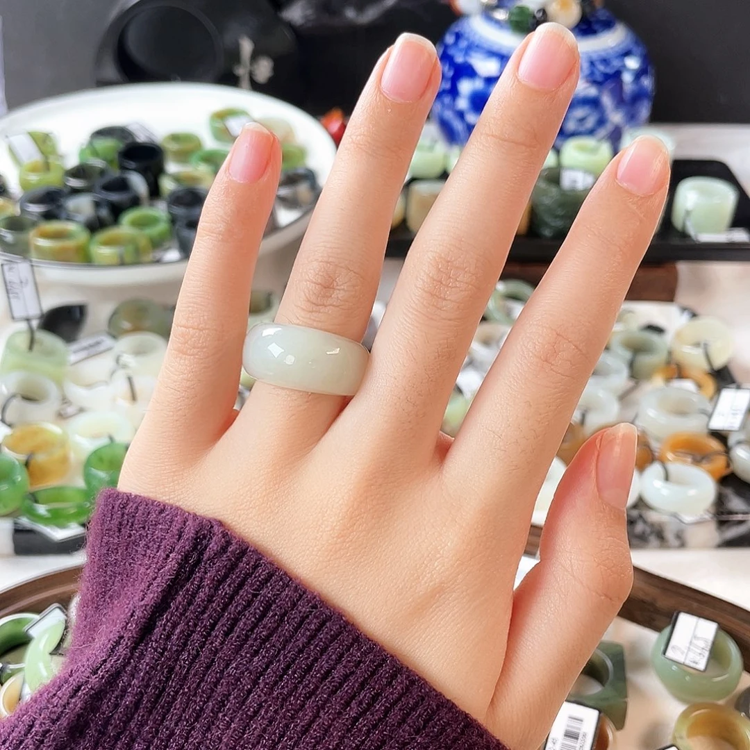 未镶嵌戒指和田玉（糖玉）x72冰透白馒头17.2不退换