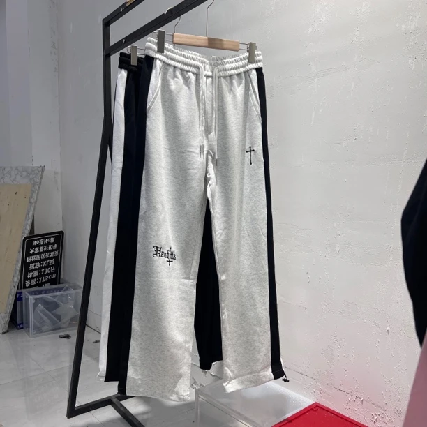 550新款刺绣拼接卫裤男女同款