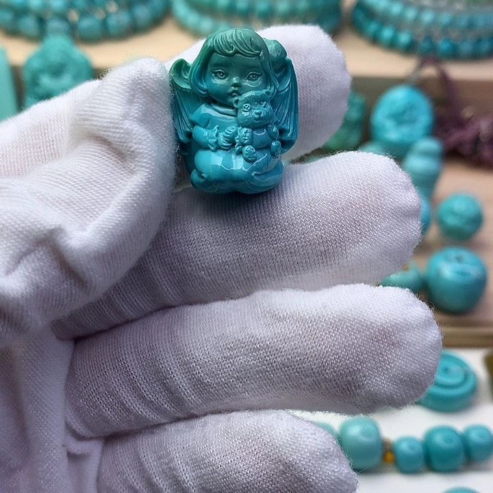 绿松石未镶嵌绿松石圆珠绿松石天使女孩