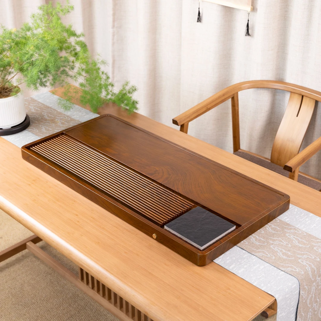 纳福90*43*4cm【黄棕色】25款实木茶盘家用客厅办公室简约功夫茶具