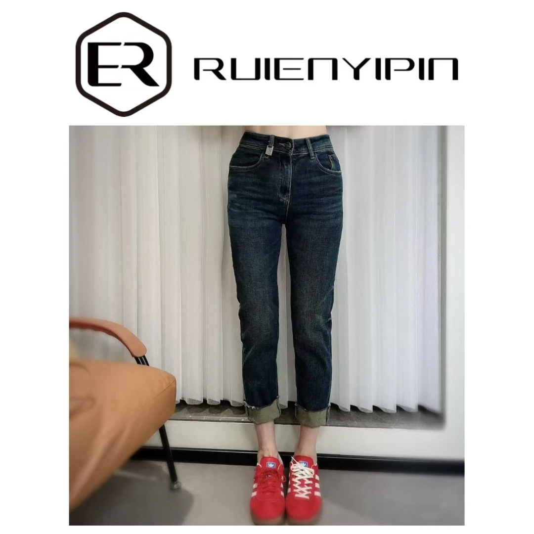 6667#6358裤腰铁牌牛仔裤