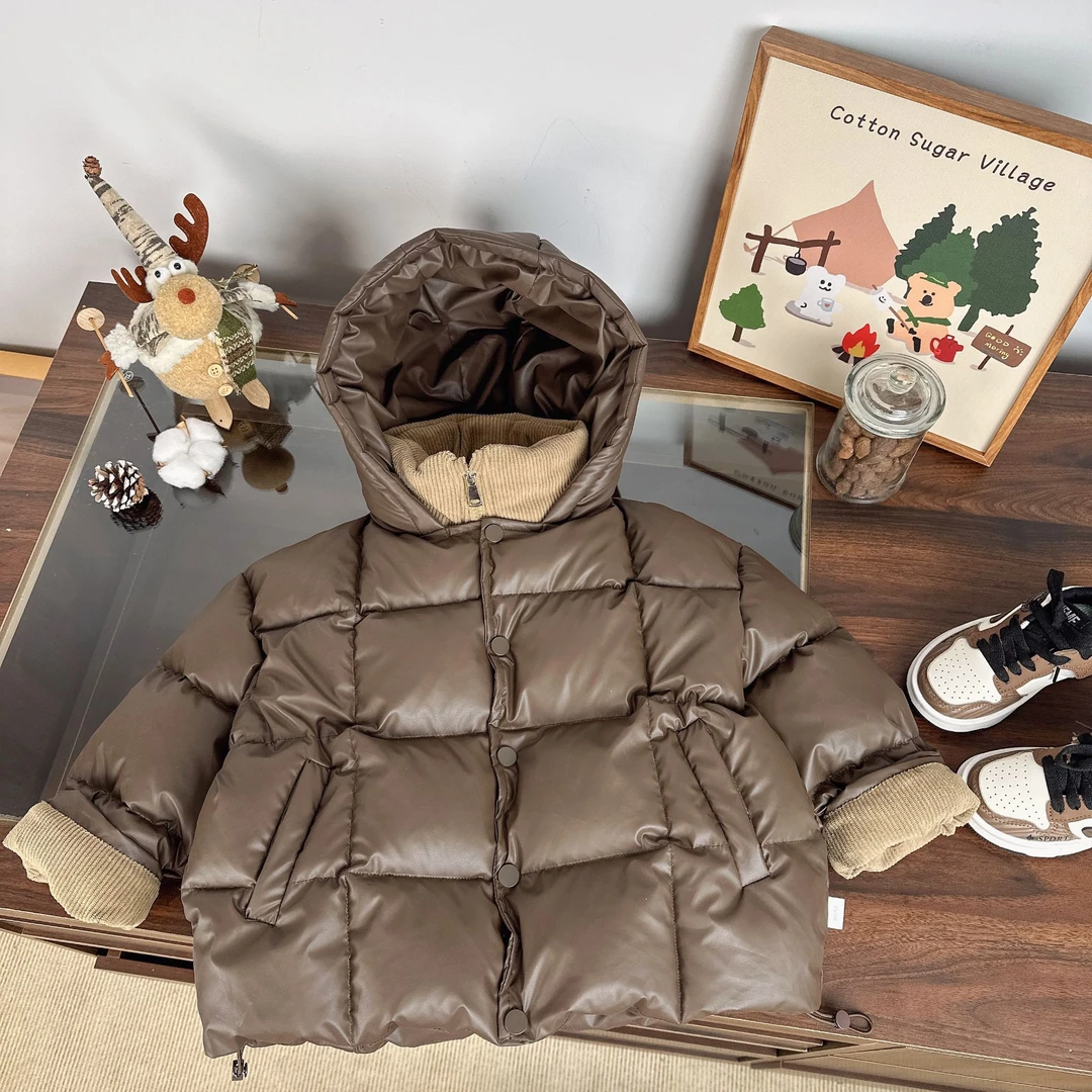 【新品】儿童冬款棉服2025冬季新款咖色皮衣棉服外套BMD5121