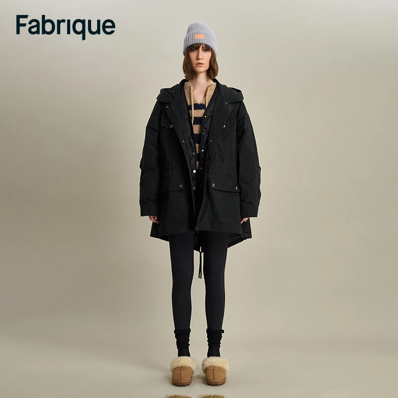 Fabrique Romsdals 经典黑90白鹅绒羽绒内胆连帽夹克两件套