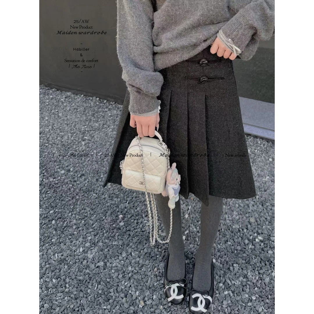 THETURE 百褶中裙半身裙女