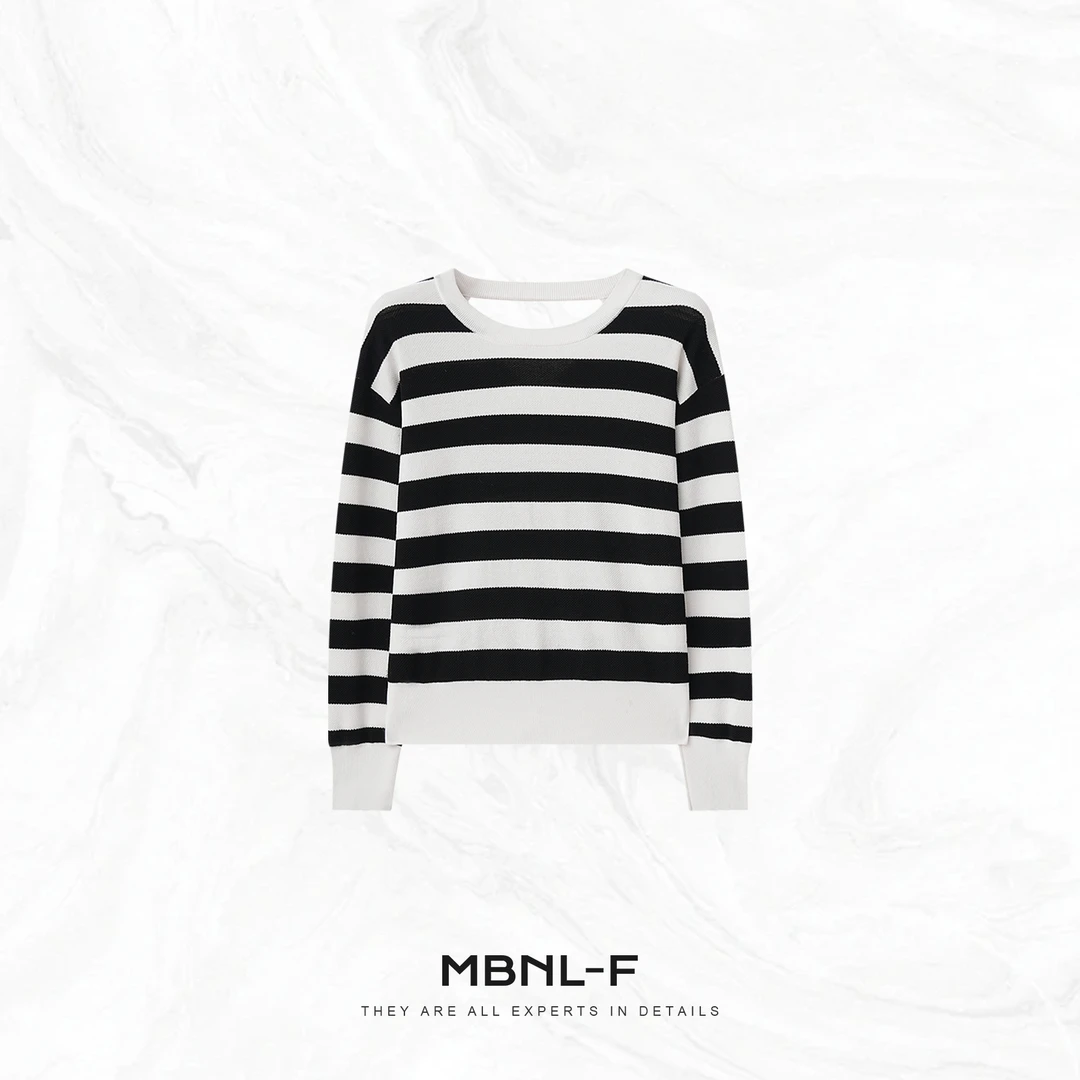 MBNL-F "亨里条纹" 时尚圆领长袖条纹T恤 秦磊XM-XSY1107