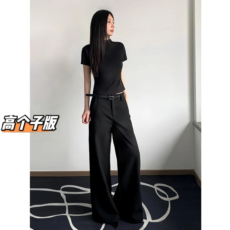 裤长110cm高个子加长垂感阔腿西装裤女秋高腰宽松慵懒松弛休闲裤