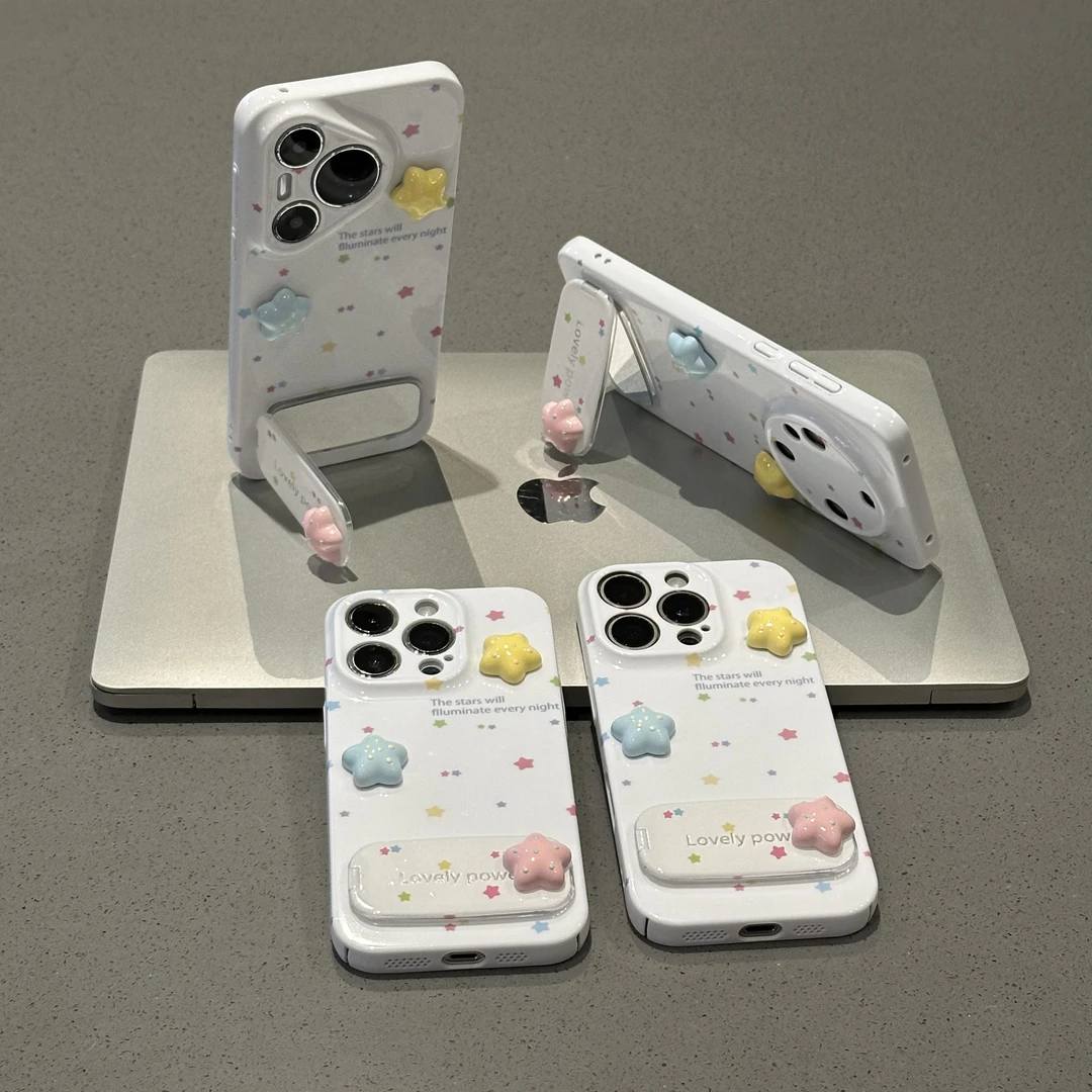 欧克里里彩色立体星星支架适用苹果16手机壳华为P70oppo小米vivo